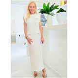 Ivory Gold Detail Knit Carrie Maxi Dress