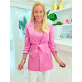 Pink Cinched 3/4 Sleeve Annise Blazer + Optional Belt