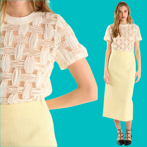 Ivory Gridded Claire Top