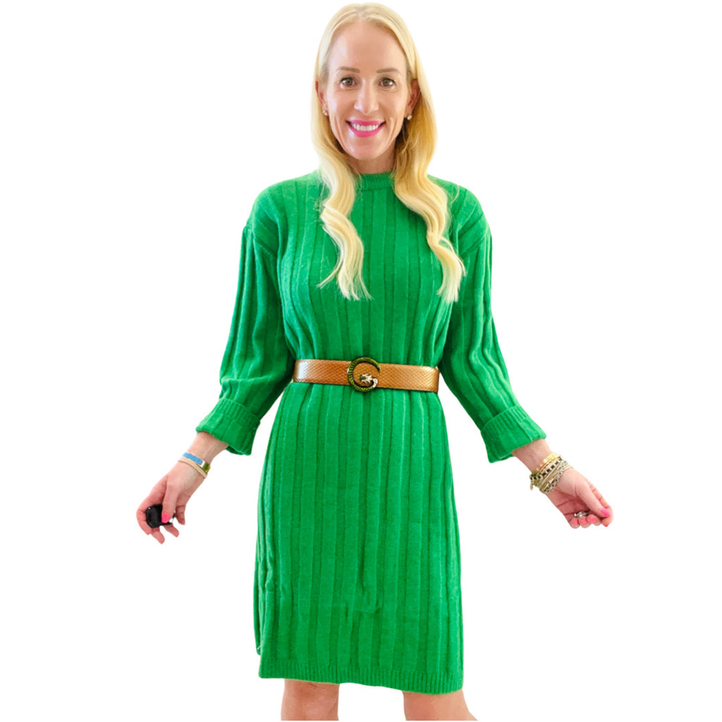 Emerald Green Knit Lenore Dress - James Ascher Emerald Green Knit Lenore Dress - James Ascher