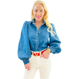 Denim Puff Sleeve Melkie Top