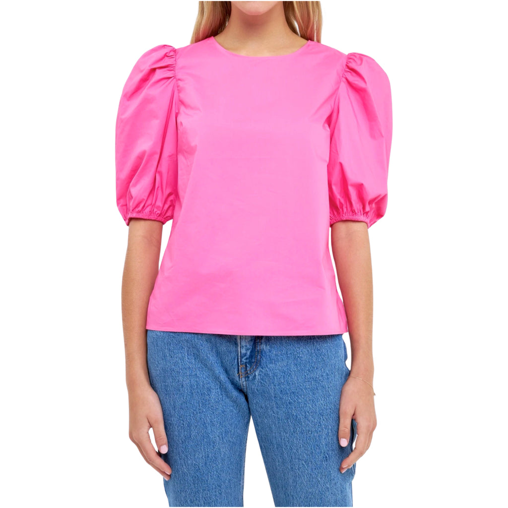 Pink Poplin Ollie Top with Keyhole Back - James Ascher Pink Poplin Ollie Top with Keyhole Back - James Ascher