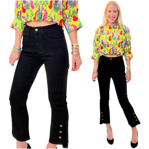 Black Gold Button High Waisted Frenchy Jeans