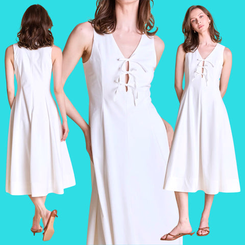 White Bow Front Emeline Dress