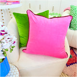 (Set of 2) 7 Colors - Velvet 22” Pillows with Contrasting Color Trim