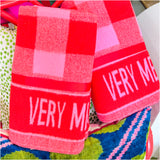 Pink & Red “Very Merry” Cozy Throw Blanket