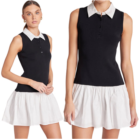 Poplin + Black Knit Melfie Dress