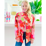Strawberry Shortcake Ruffle Trim Quilted Patchwork Jacket