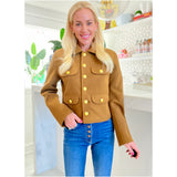 Gold Button Pointed Wool Astor Jacket