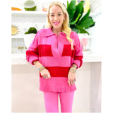 Pink & Red Collared Britton Sweater