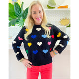 Multicolor Hearts Fine Marino Wool Hearts Sweater