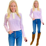 Lilac & Off White Collared Dalton Sweater