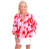 Lobster & Starfish Cotton Bahama Top w/ Adjustable Sleeve Ties