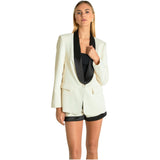 Ivory + Black Satin Contrast Milly Blazer & Shorts (sold separately)