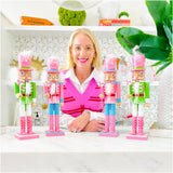 15” (TALL!) Palm Beach Pink & Green Nutcrackers