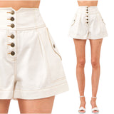 Twill Denim High Rise Fit & Flare Riley Shorts