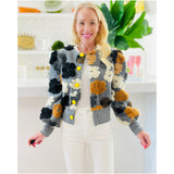 Neon Button Knit & Sherpa Floral Ella Jackets
