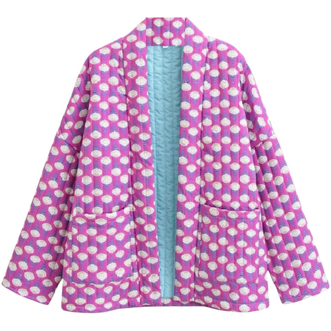 Pink & Turquoise Quilted Lotus Jacket