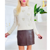 Brown Leather High Waist Alana Skort w/ Pockets