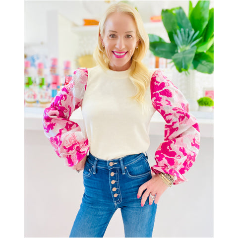 Metallic Jacquard & Knit Ava Top