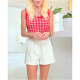 Red & Cream Knit Smith Top