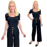 Black Gold Button High Waist Jennifer Pants