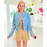 Gold Button Spring Weight Medium Wash Denim Miriam Jacket