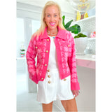 Pink Gold Button Houndstooth Rosalyn Cardigan Jacket