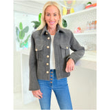 Grey Brushed Boucle Tweed Becker Jacket & Skirt (sold separately)