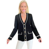 Black Knit Mallone Cardigan Jacket w/ Gold Buttons