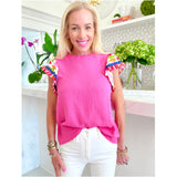 Pink Flutter Sleeve Cotton Gauze Blithe Top