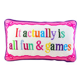 Needlepoint “Fun & Games” Pillow w/ Velvet Back