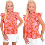 Lavender & Orange Floral Cotton Elsie Top