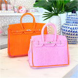 16” Orange + Pink Trim Terry Seychelles Tote w/ Removable Tassel