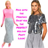 Silver Sequin Disc Holiday Top