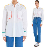 Rainbow Color Block Button Down Gracie Top