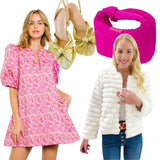 Pink Puff Sleeve Annabelle Dress