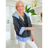 Black + Blue Contrast Paula Puffer Jacket