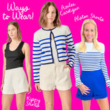 Navy, Cobalt & White Spring Stripes Azalea Cardigan (Preorder)