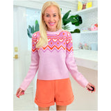 Pink Orange Hearts Rhonda Sweater