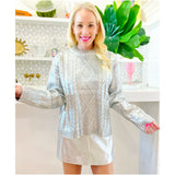 Metallic Silver Lame Sterling Sweater