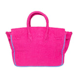 16” Hot Pink + Aqua Trim Terry Seychelles Tote w/ Removable Tassel