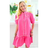 Pink Piped Henley Dress