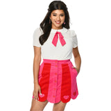 Pink & Red Scalloped Corduroy Heart Skirt