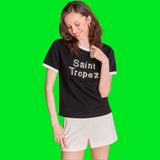 Black Bejeweled Saint Tropez Top