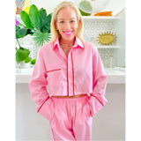 Pink & Red Piped Pajama Set