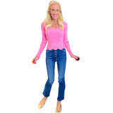 Pink Scalloped Knit Callo Top