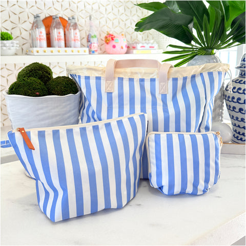 Blue Cabana Stripe Packable Tote & XL Pouch (sold separately)