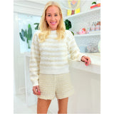 Ivory & Metallic Gold Lurex Stripe Lenny Sweater