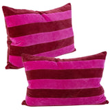 XL Hot Pink & Merlot Luxe Silk Velvet Lumbar Pillow